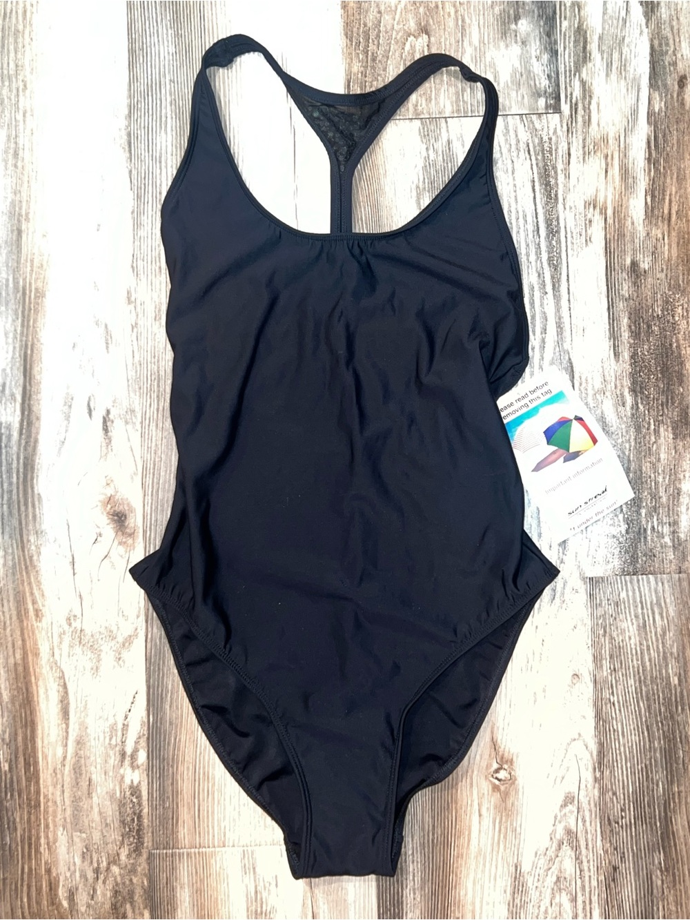 NWT Vintage Newport News Black Racerback One-Piece Swimsuit